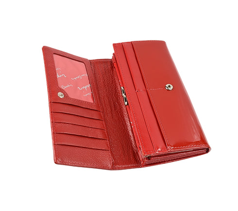 Portofel casual, dama, PIERRE CARDIN 100, rosu, piele lacuita